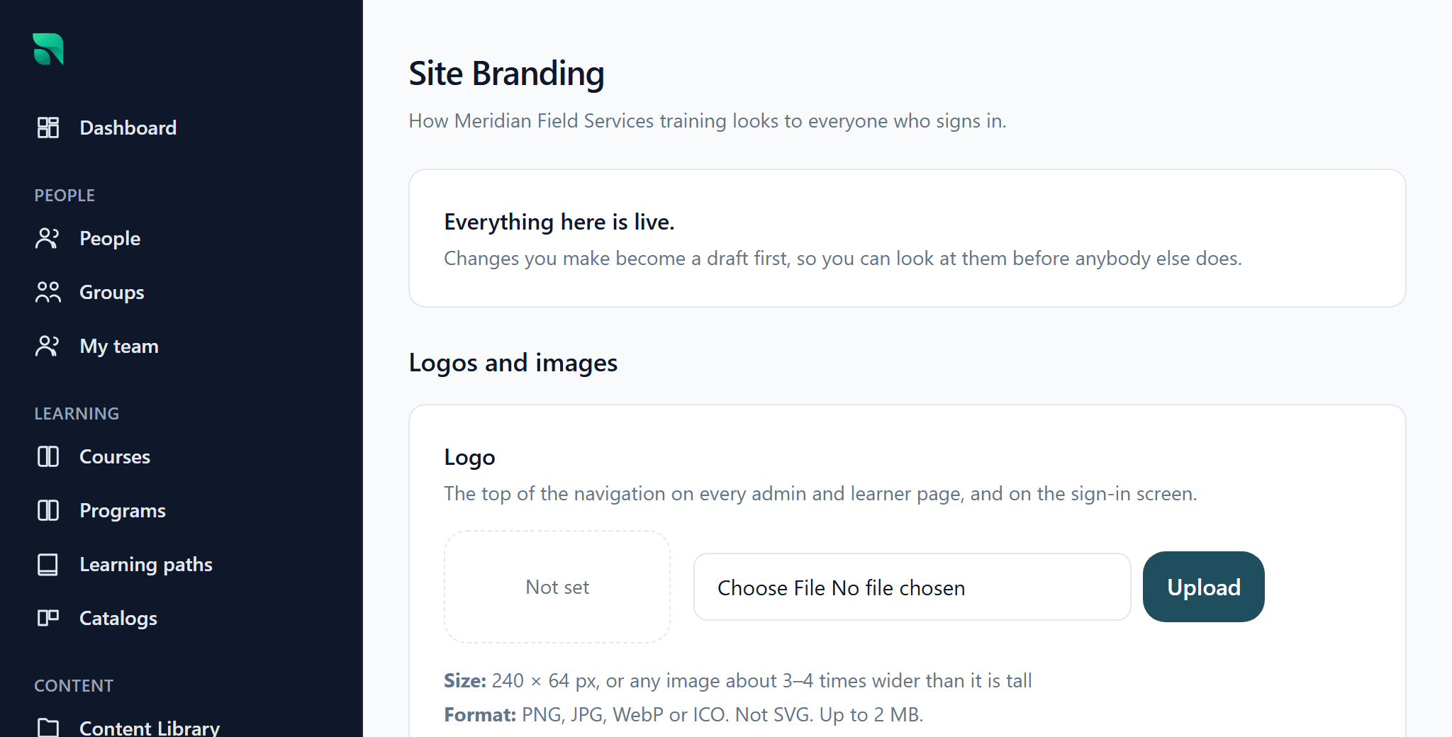 The Radplicity branding editor, showing color and logo settings with a live preview.