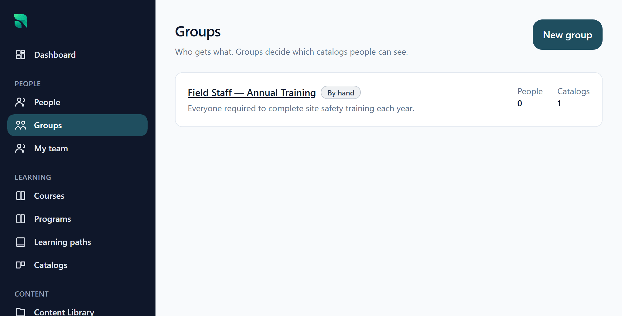 The Radplicity groups screen, showing static and rule-based groups.